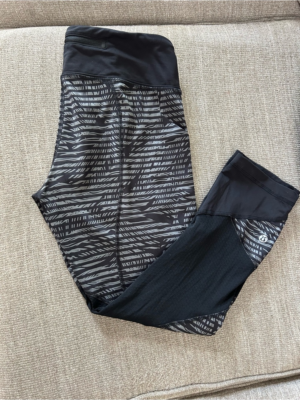 lululemon athletica Black and Gray Striped Performance Leggings